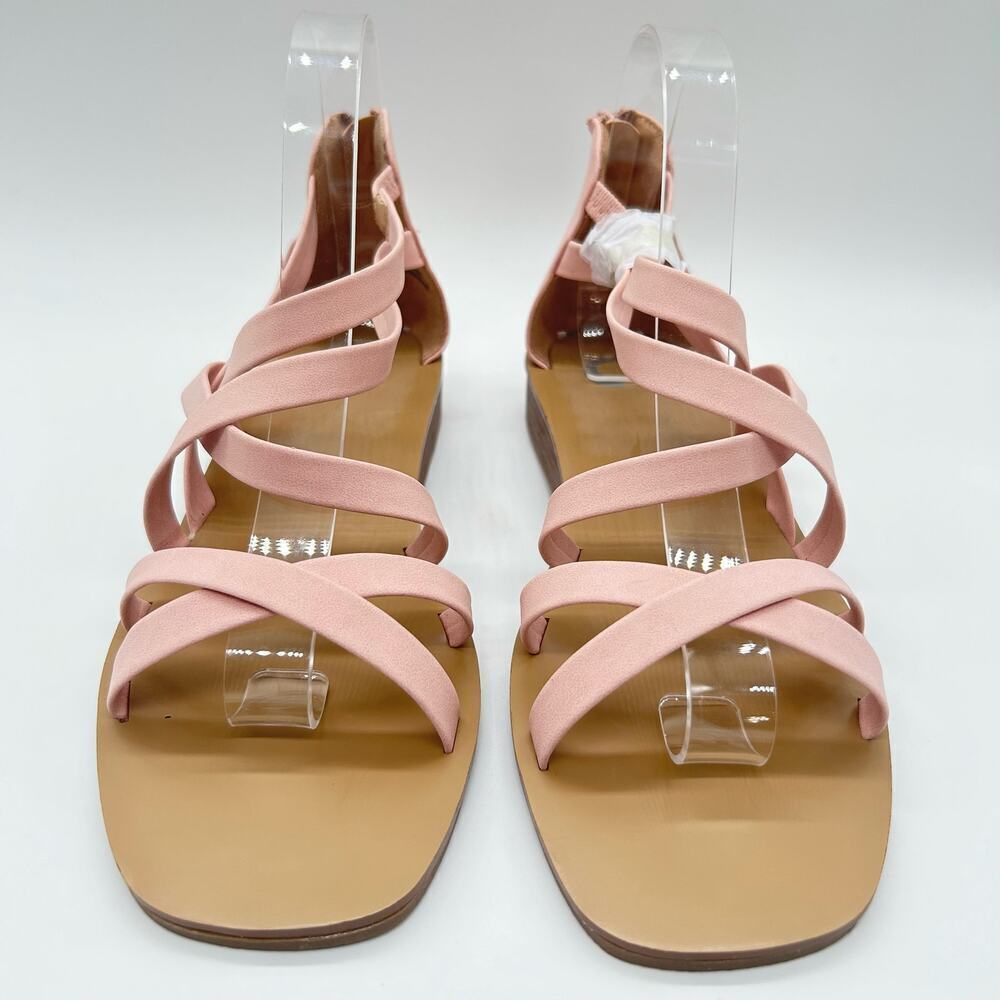 Journee Collection‎ Sandal Womens 7.5 Pink Strappy Lanza Square Toe Sandal NEW